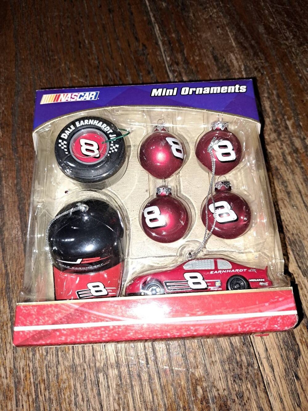 Vintage Trevco Dale Earnhardt Jr Nascar 7pc Christmas Holiday Ornament Set